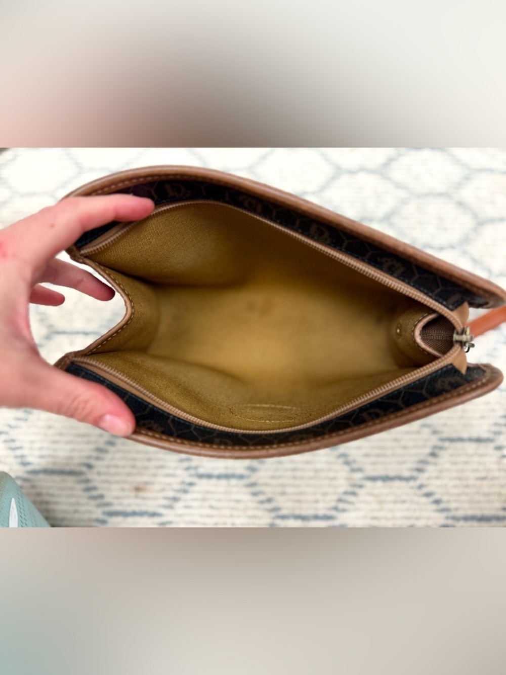 DIOR Vintage Iconic Honeycomb Monogram Brown Coated Canvas Wristlet Clutch Bag - Picture 13 of 16